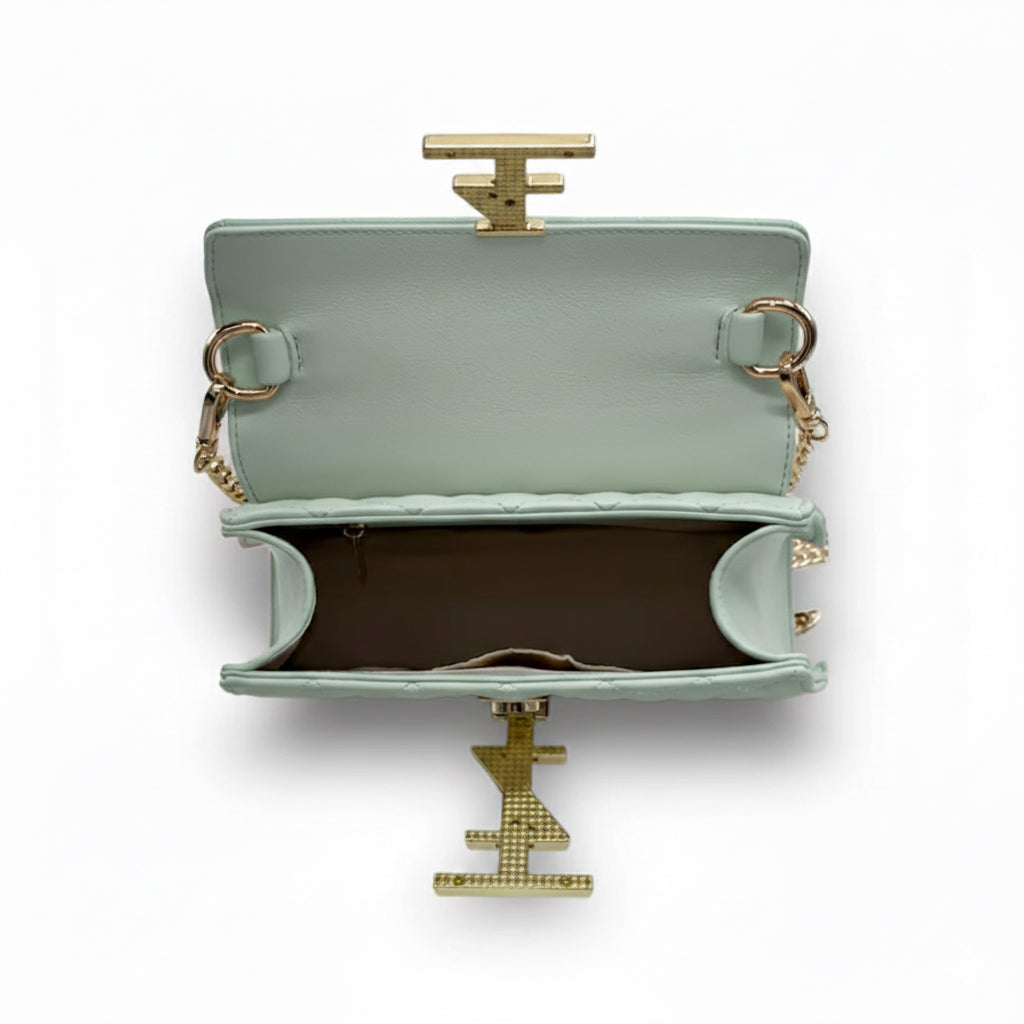 AJANI Leather Croc crossbody bag - Frosted Mint