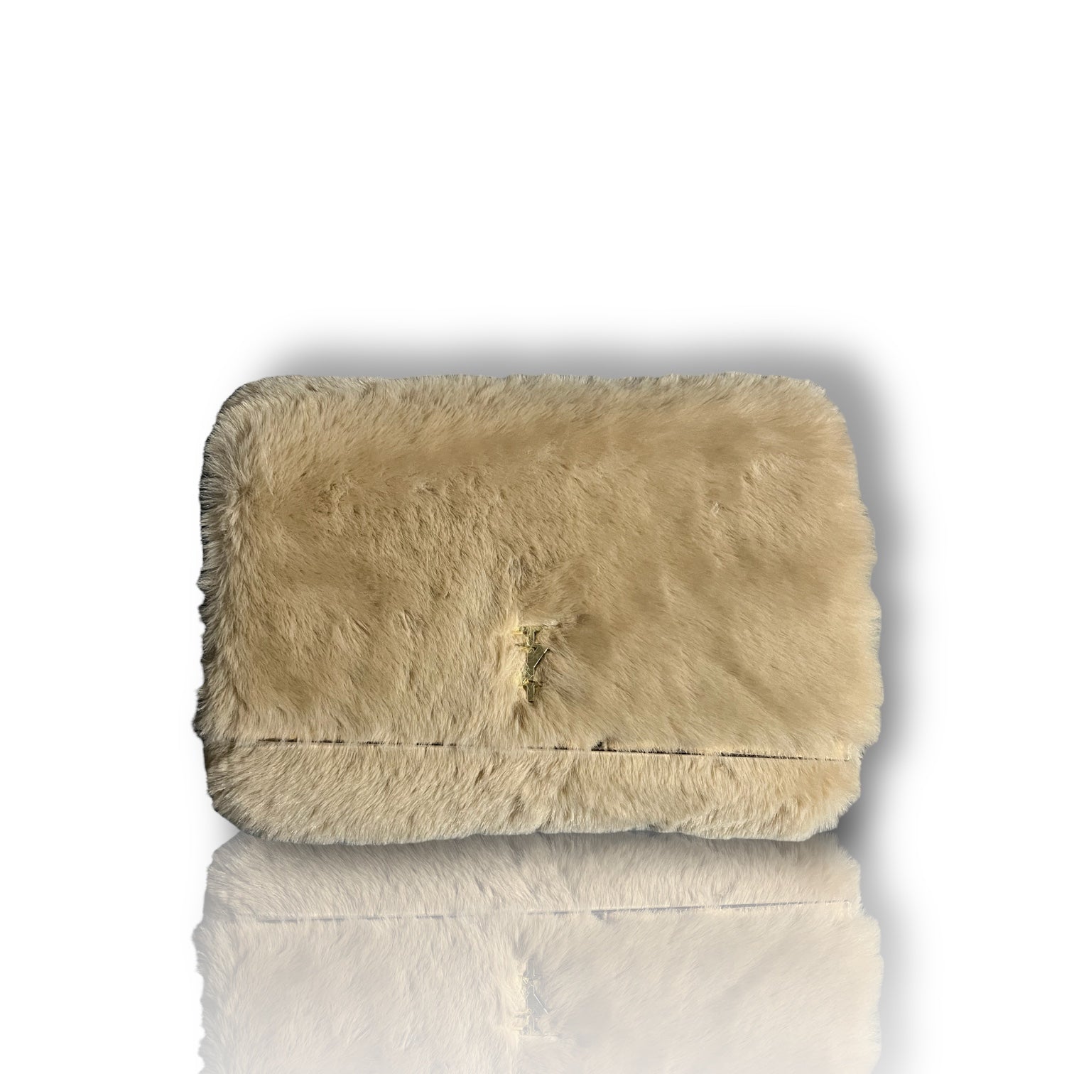 NAKEA shearling jumbo wallet on chain - ivory