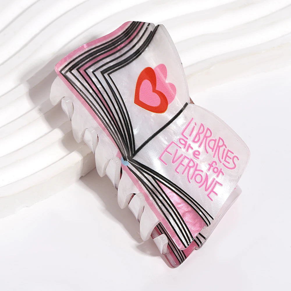 Acrylic Book Hair Claw Clip