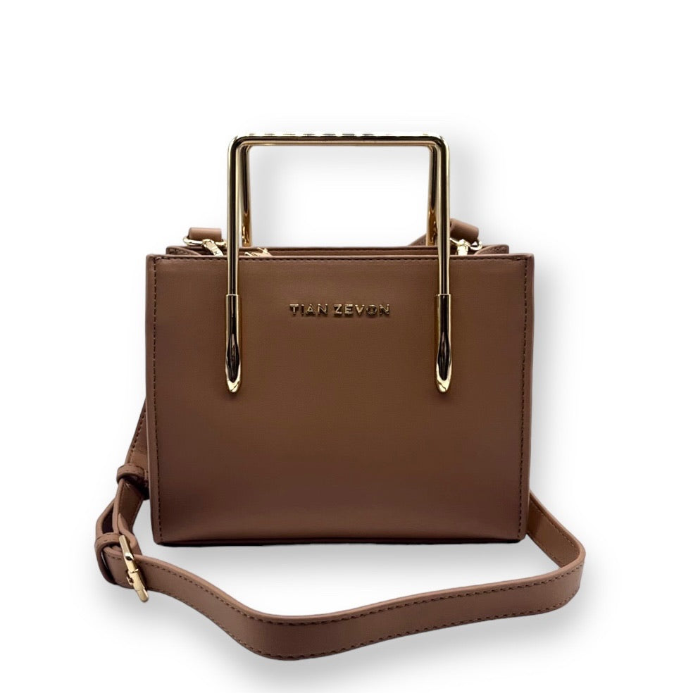Nala Mini Leather tote bag - Curry Brown