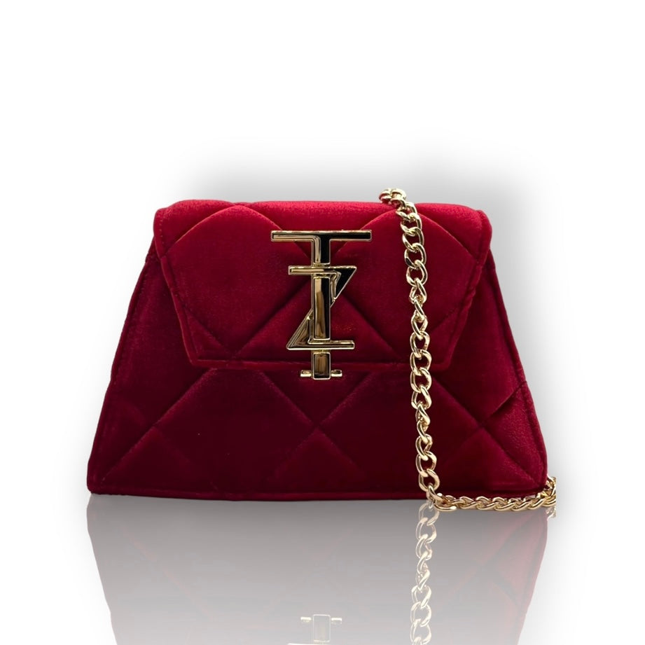 AJANI Suede Quilt crossbody bag - Red Velvet