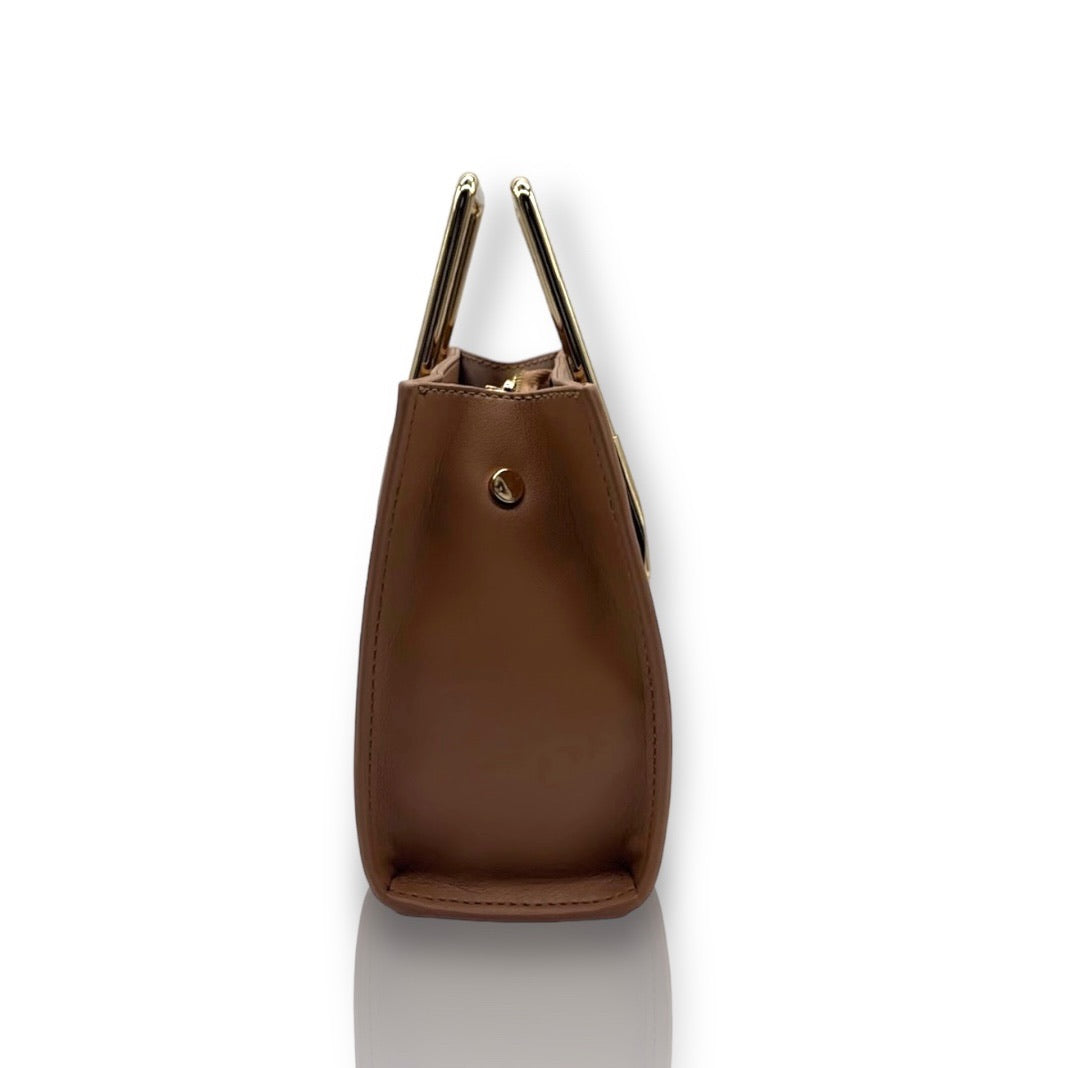 Nala Mini Leather tote bag - Curry Brown