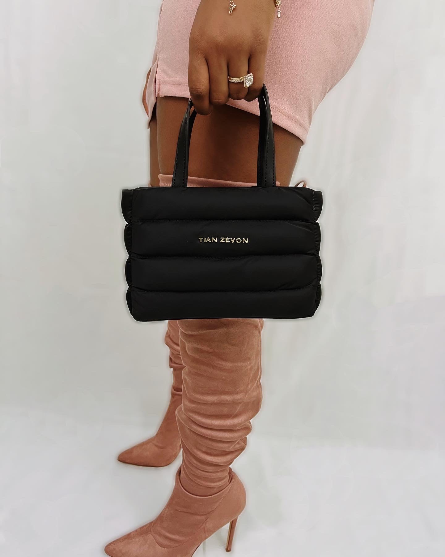 Rhyan mini puffer bag crossbody- Onyx Black