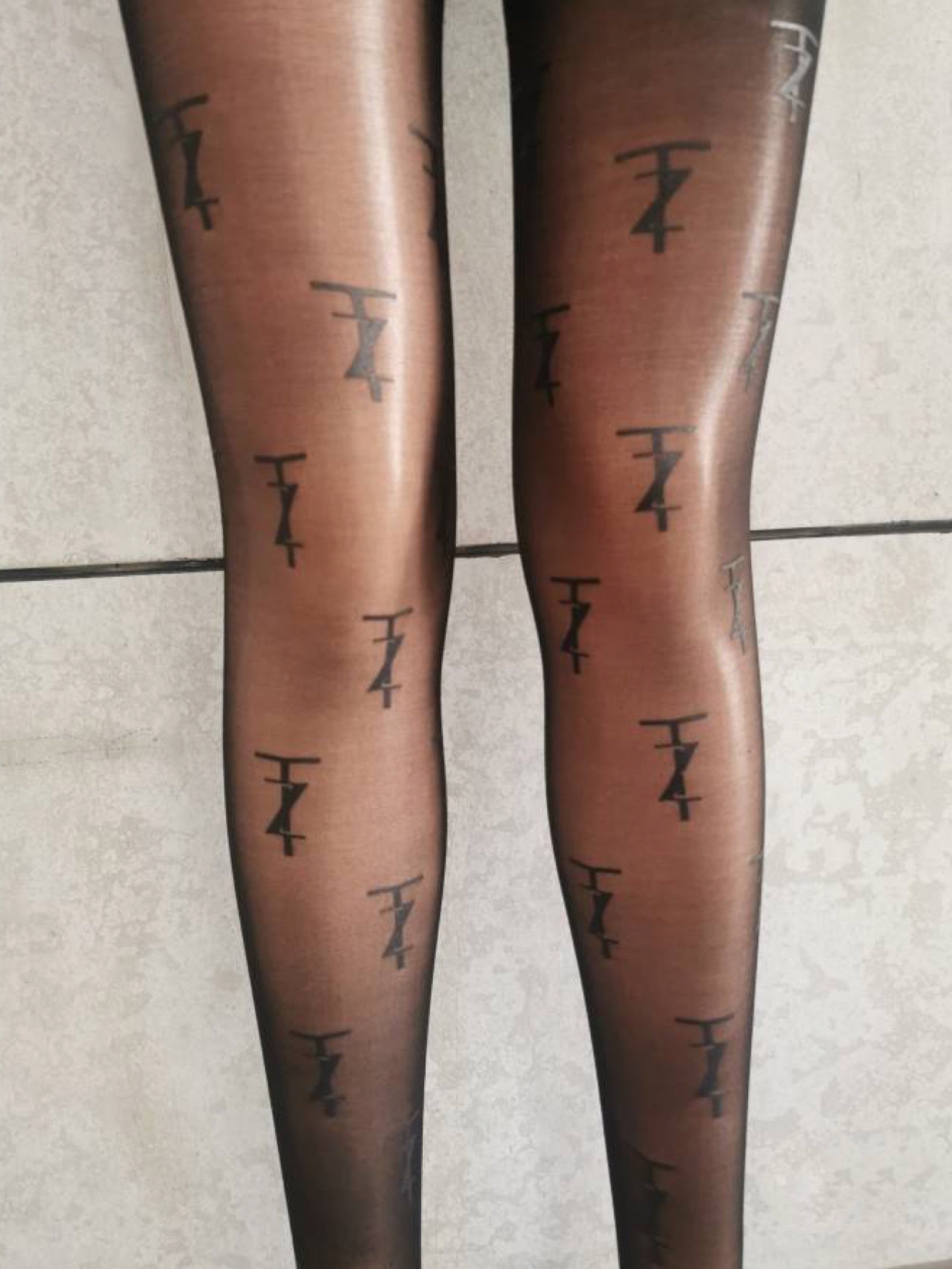 TZ Monogram Black Sheer Tights
