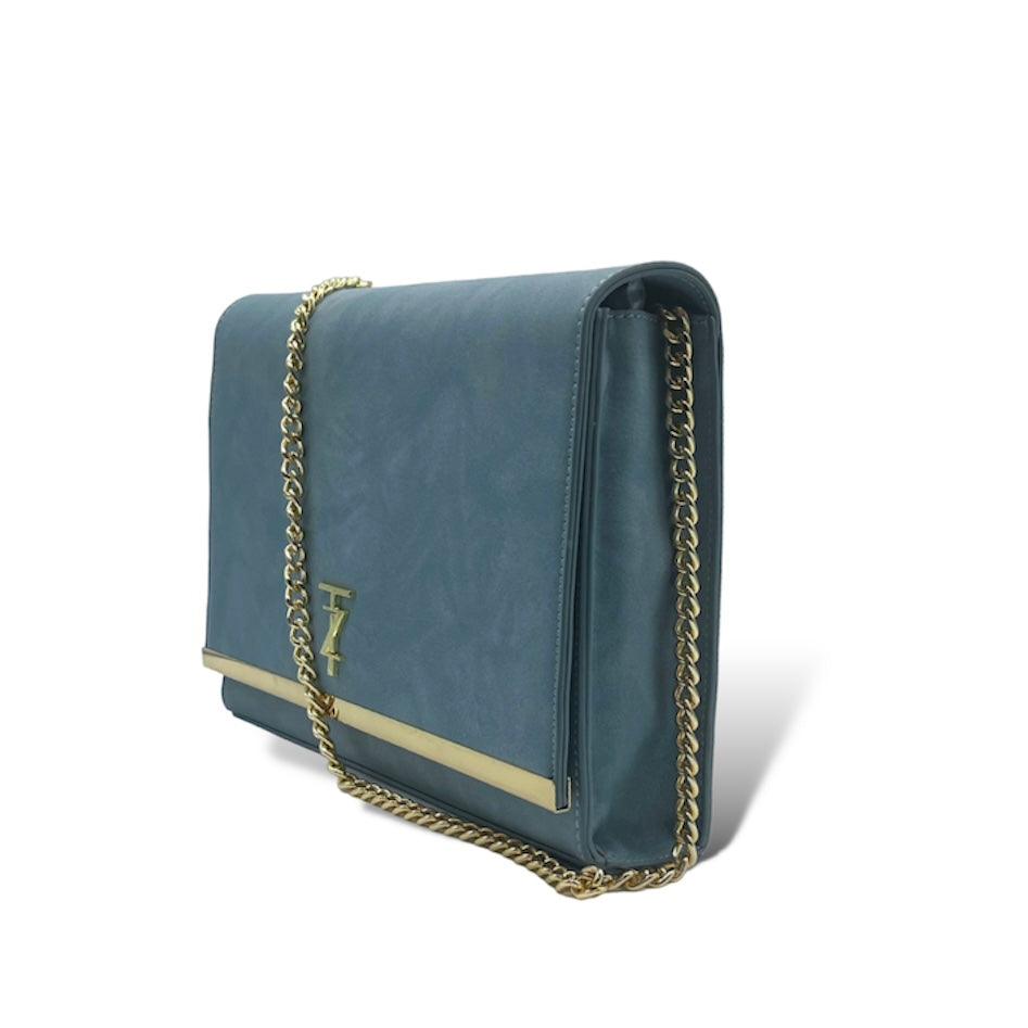 NAKEA suede jumbo wallet on chain - frost blue