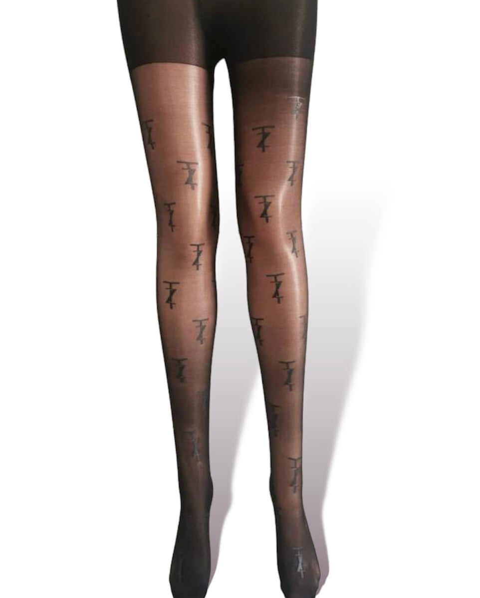 TZ Monogram Black Sheer Tights
