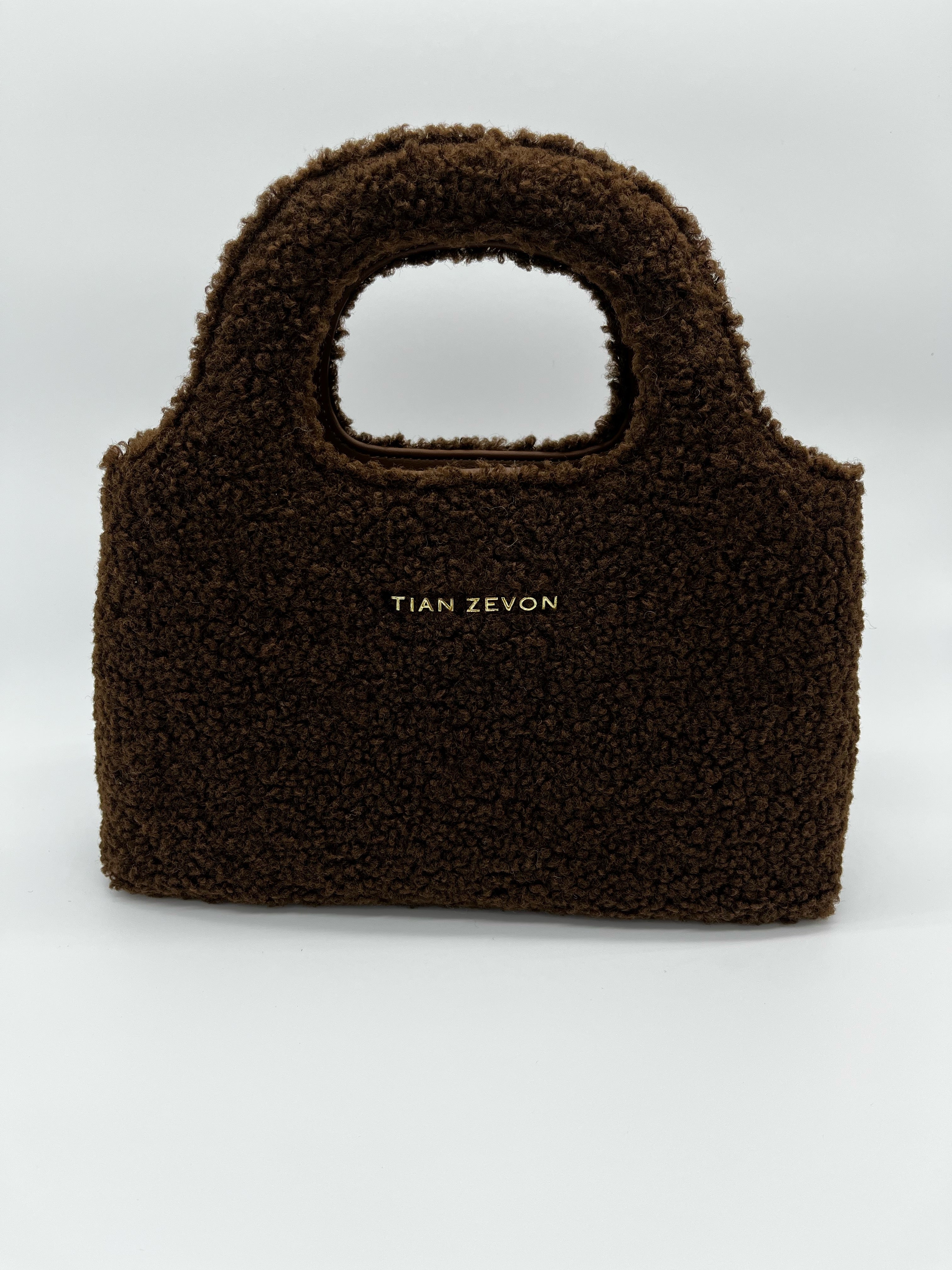 Peyton Mini Shearling tote bag - Coffee Bean
