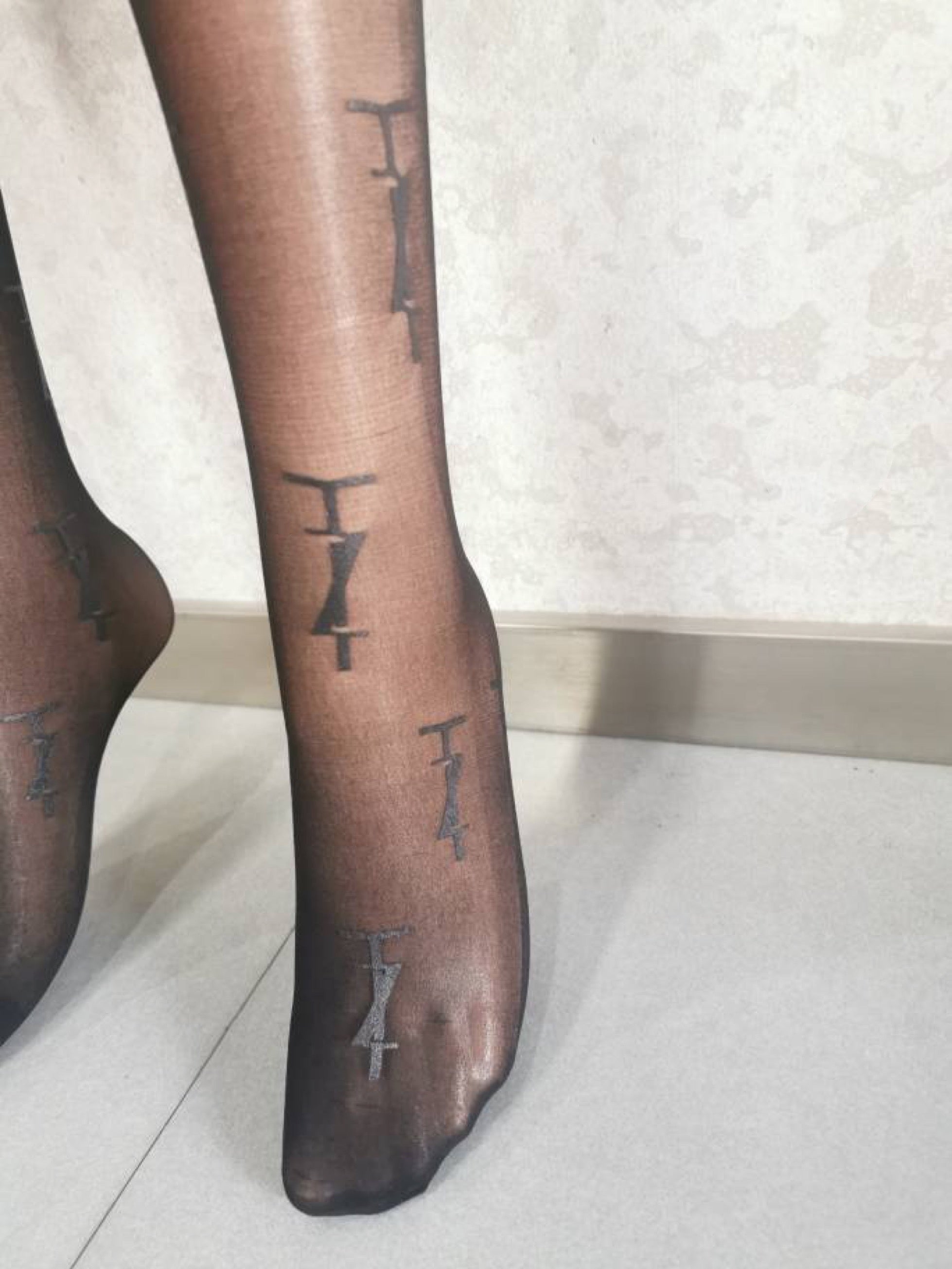TZ Monogram Black Sheer Tights