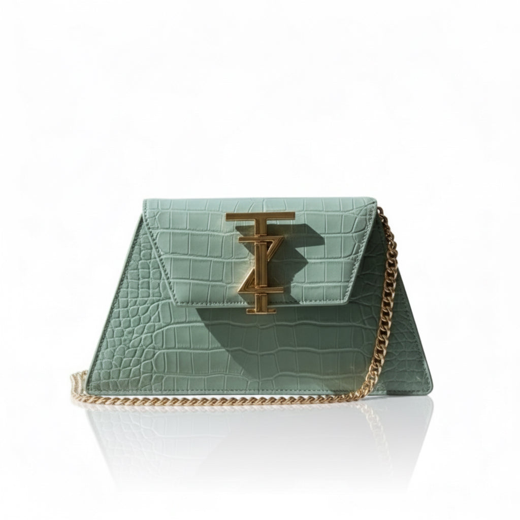 AJANI Leather Croc crossbody bag - Frosted Mint