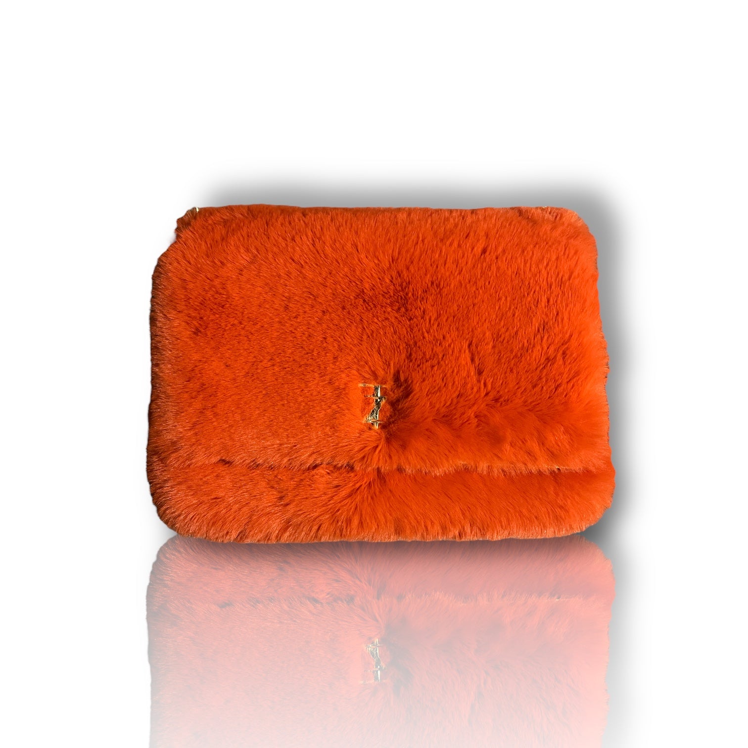 NAKEA shearling jumbo wallet on chain - orange