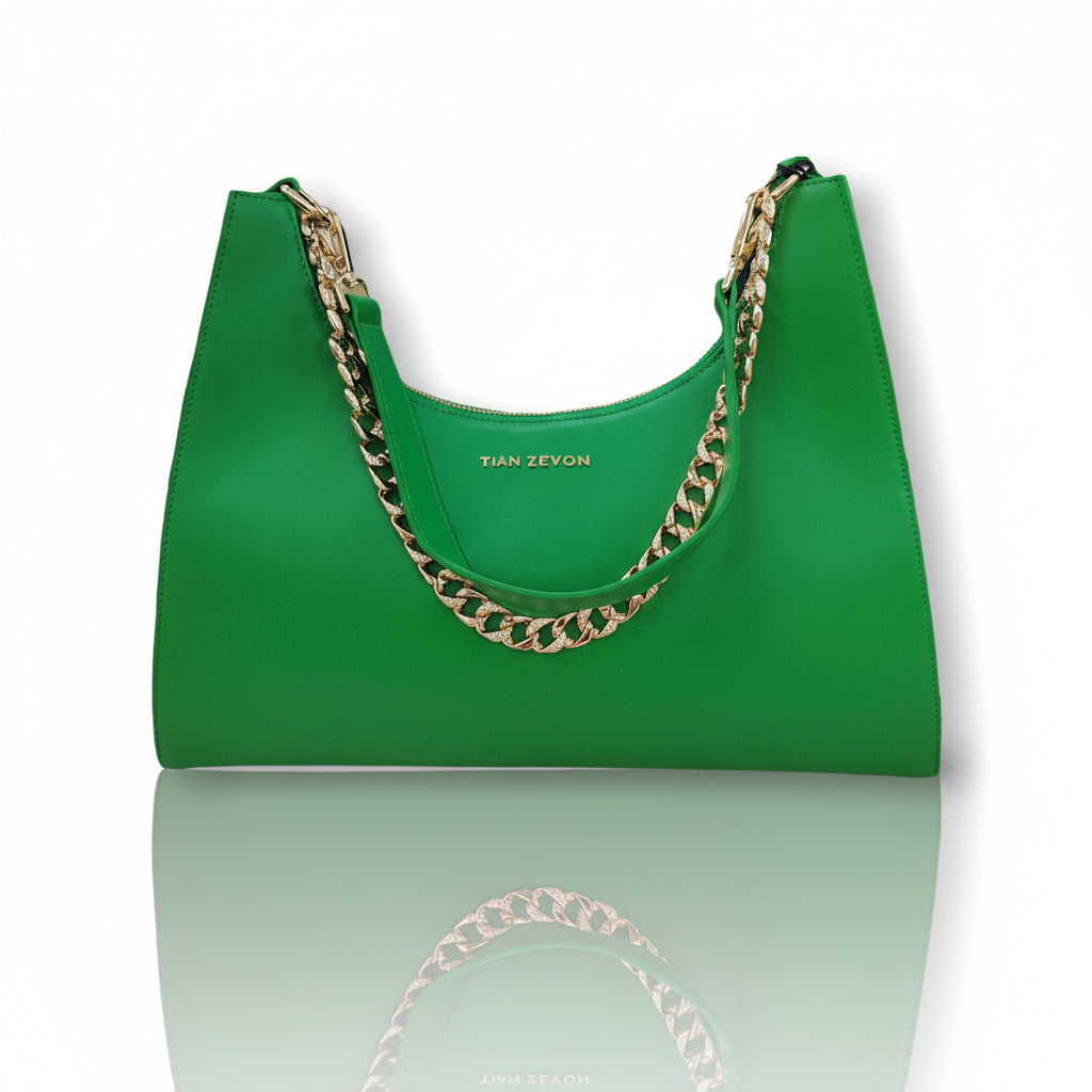 Imani genuine leather shoulder bag- Jade