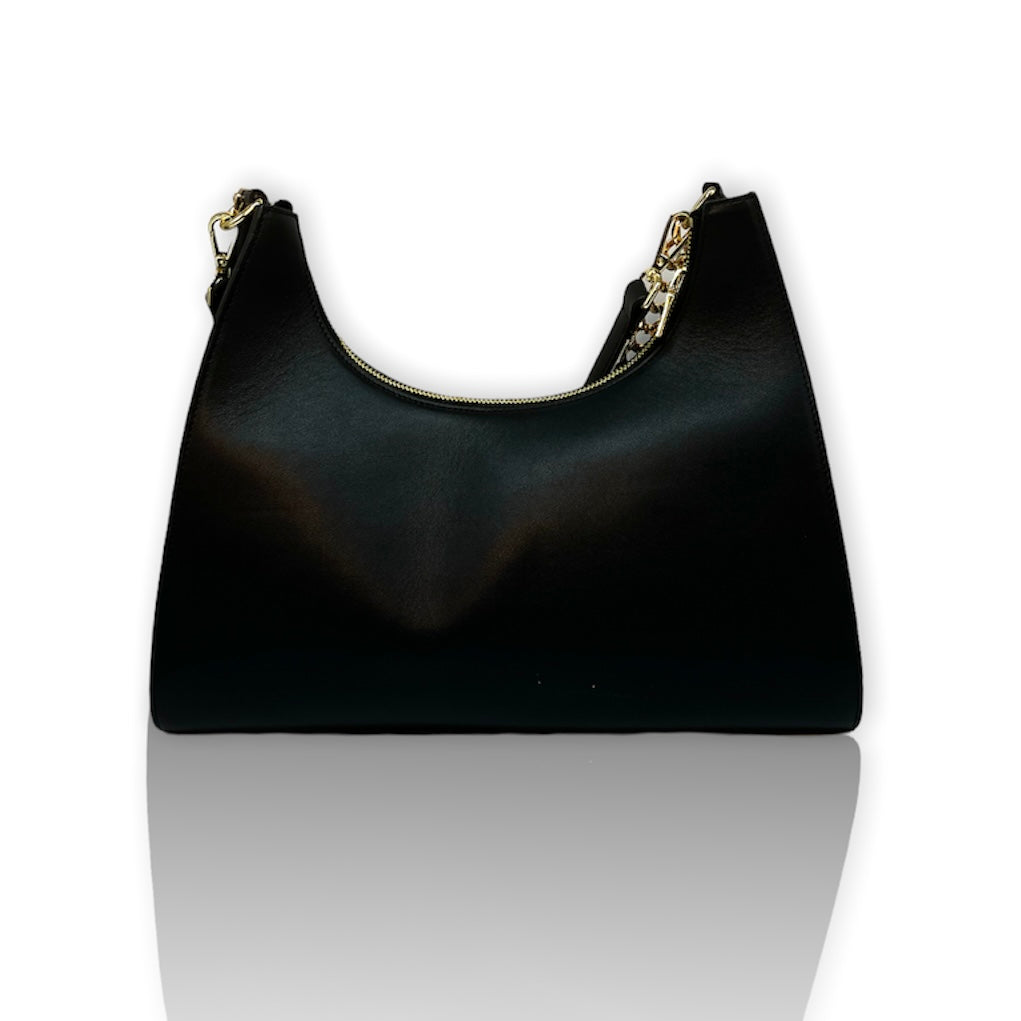 Imani genuine leather shoulder bag- Onyx
