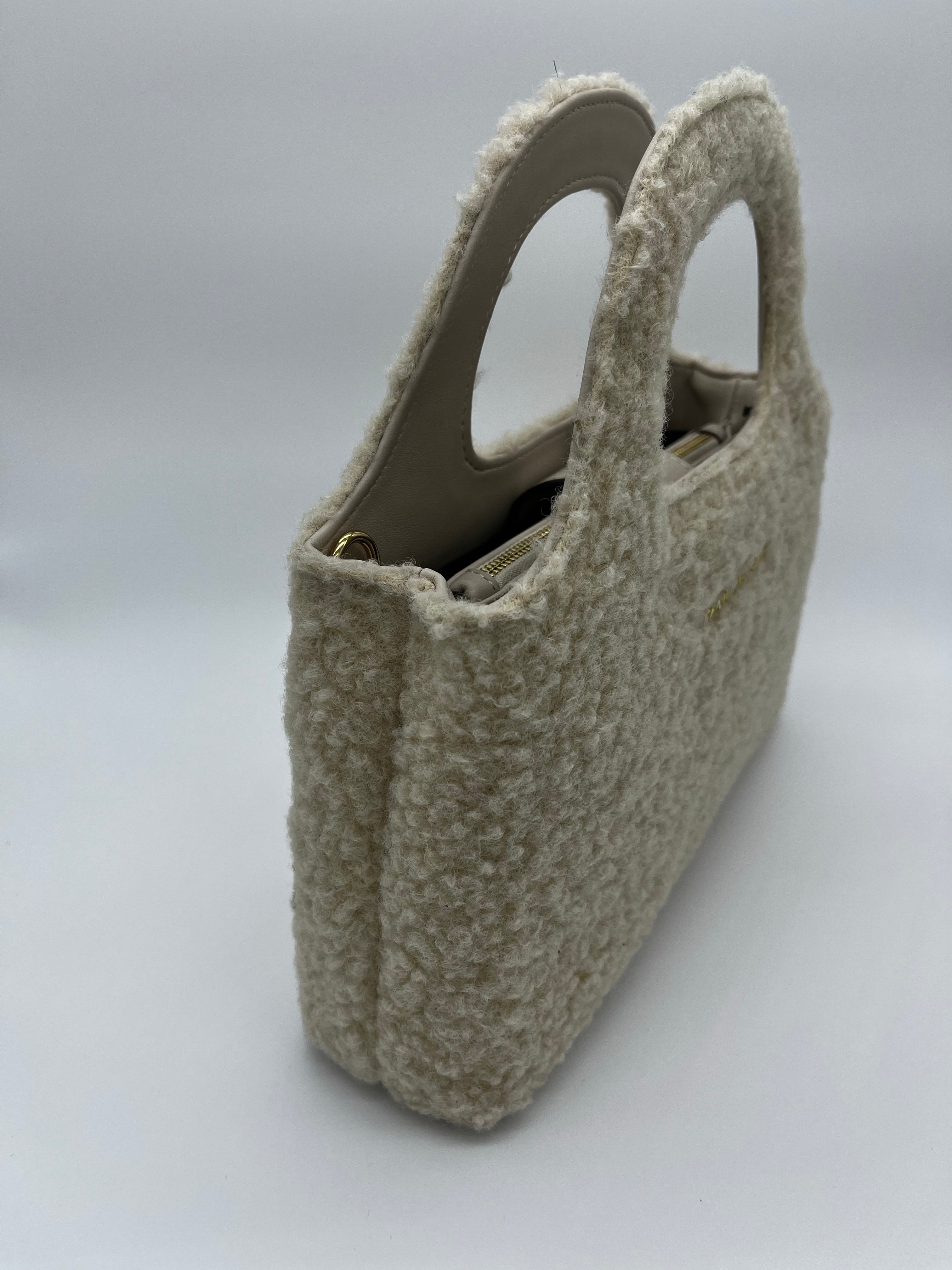 Peyton Mini Shearling tote bag - Ivory White VAULT