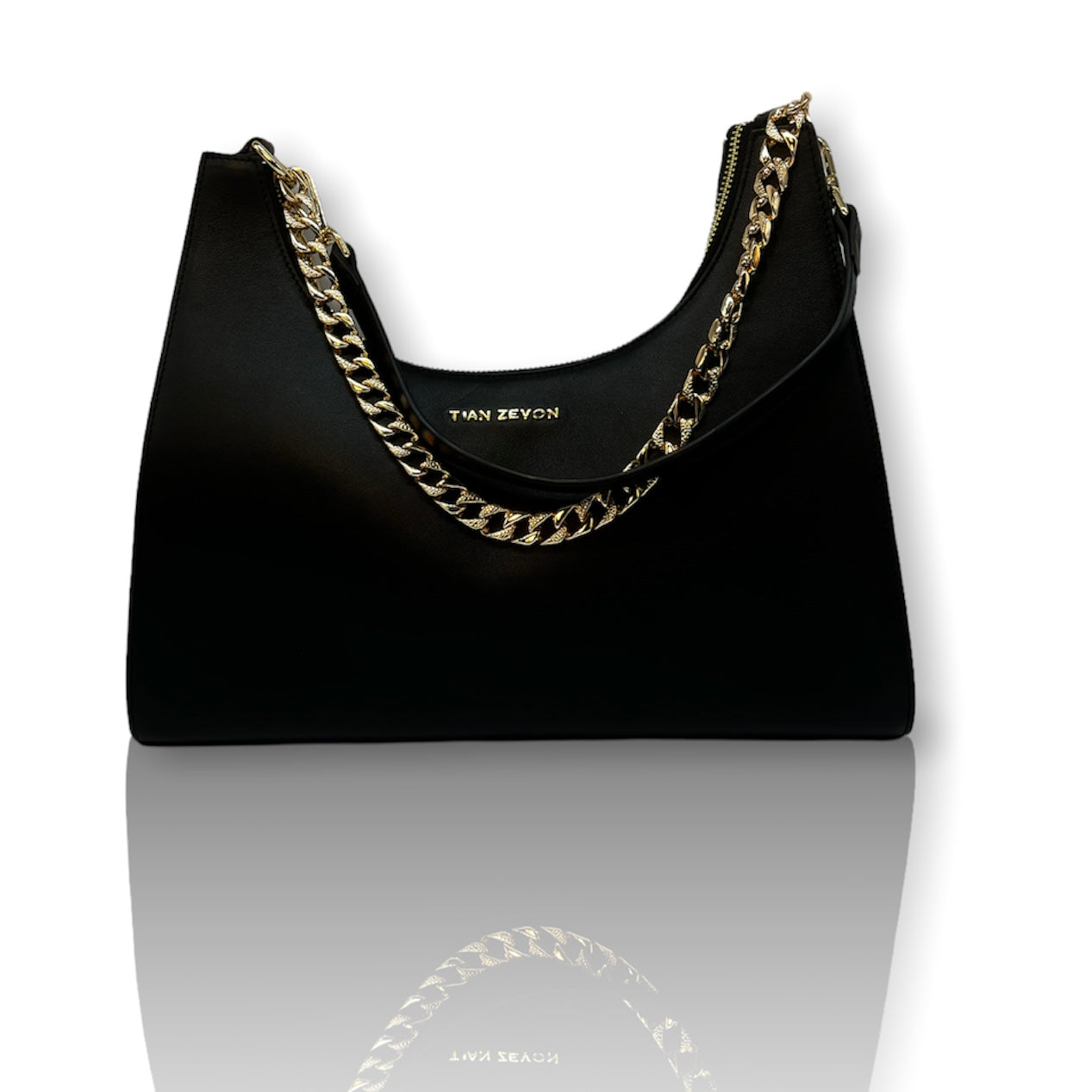 Imani genuine leather shoulder bag- Onyx