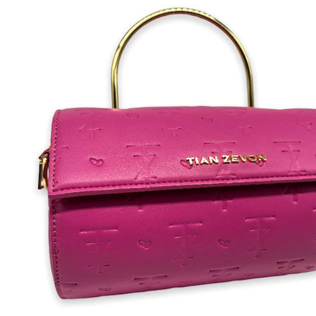 AZARI leather barrel bag - Rose pink VAULT