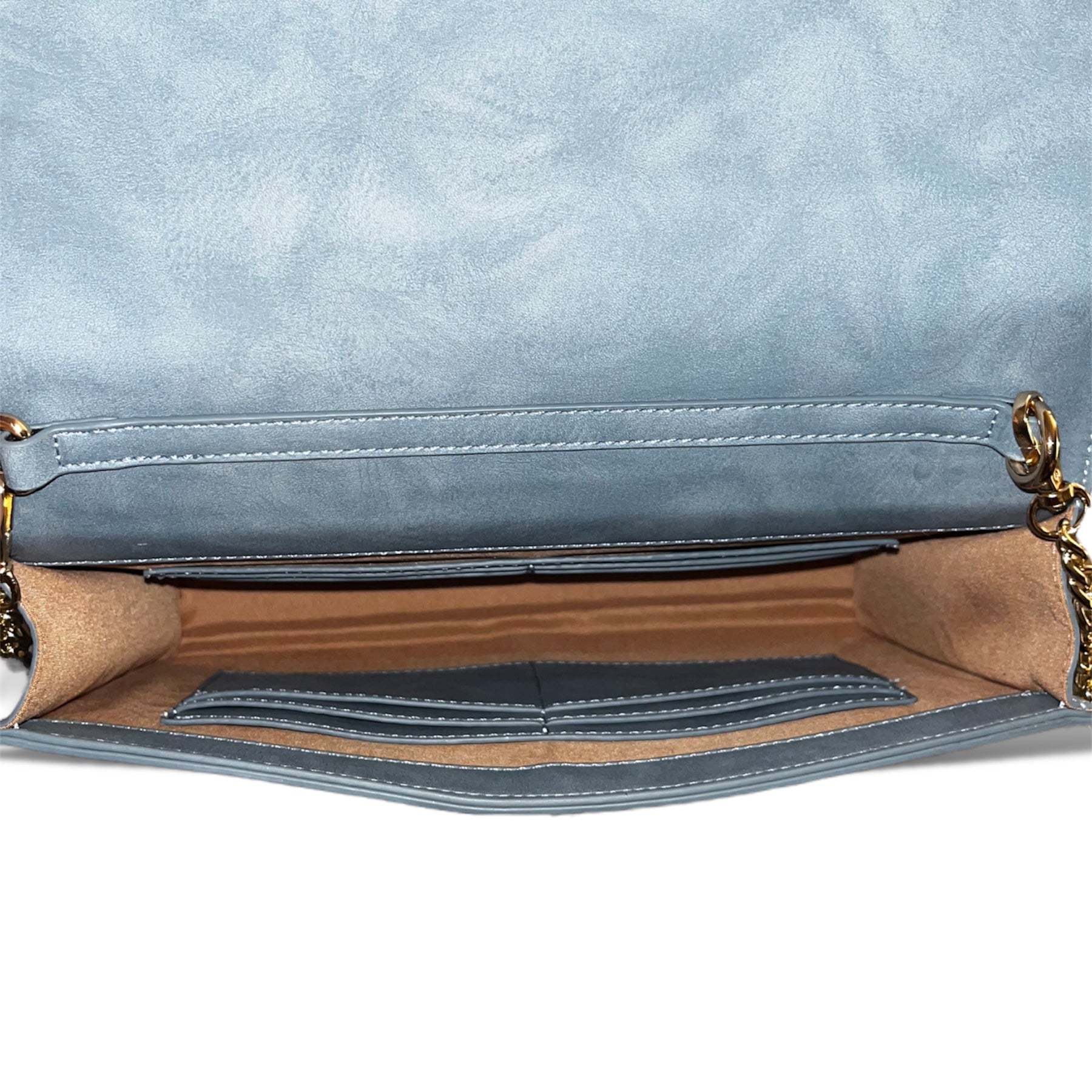 NAKEA suede jumbo wallet on chain - frost blue