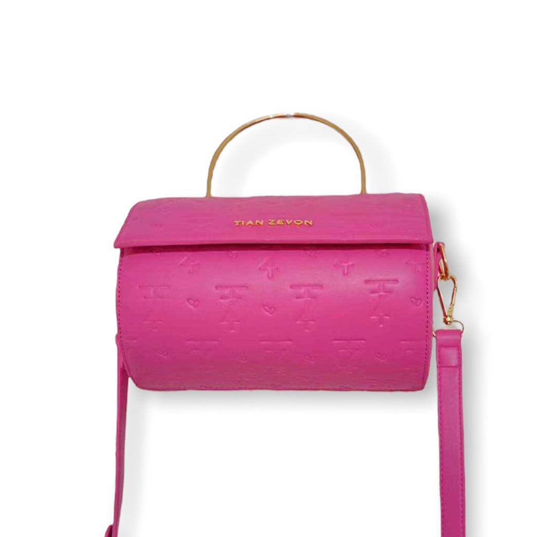 AZARI leather barrel bag - Rose pink VAULT